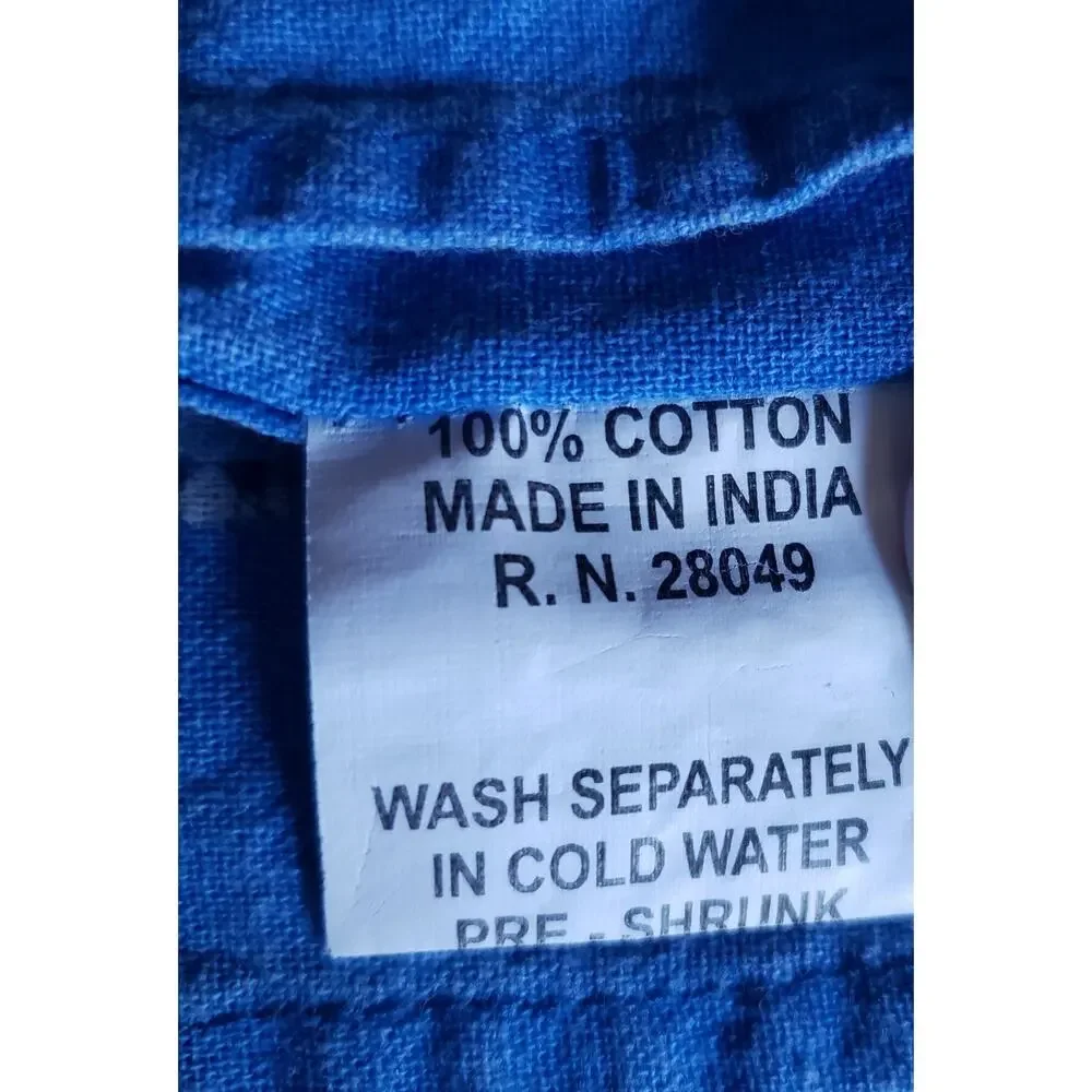 Vintage India Arts Cotton Tablecloth 67x73 Blue White Floral Powerloom India